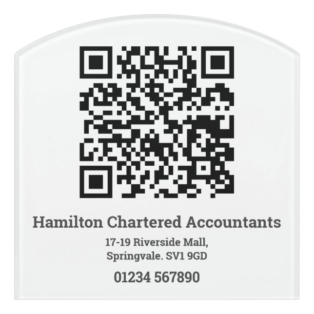 QR Code with Name & Business Door Sign (Contour Front)