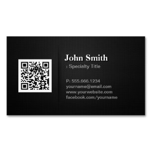 QR Code with Professional Elegant Black Mesh Business Card Magnet