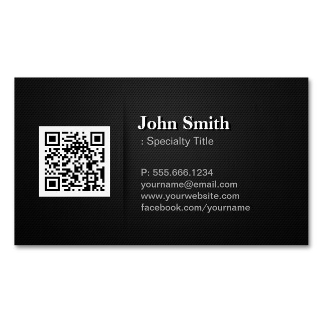 QR Code with Professional Elegant Black Mesh Business Card Magnet (Front)