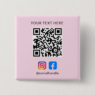 QR Code with Social Media Icons Easy Custom Pink Button