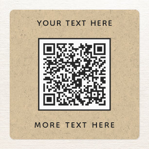 QR Code With Text Brown Paper Business Labels