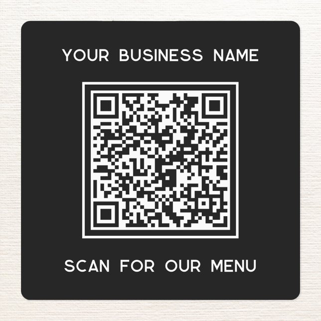 QR Code With Text Business Scan for Menu Labels (Small business menu QR code and text sticker)