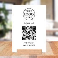 QR Code Wood Block Sign | Menu 5x7 Tabletop Signs