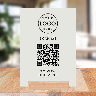 QR Code Wood Block Sign   Menu 5x7 Tabletop Signs