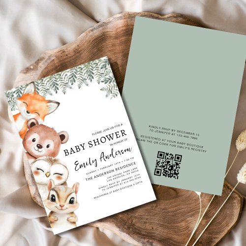 Woodland Brown baby shower invitation