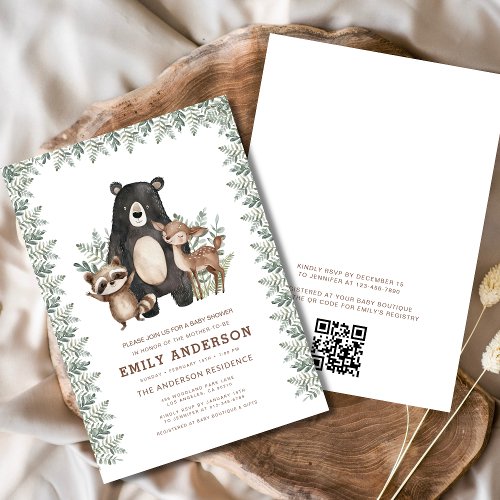 Woodland Brown baby shower invitation