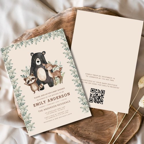 Woodland Brown baby shower invitation