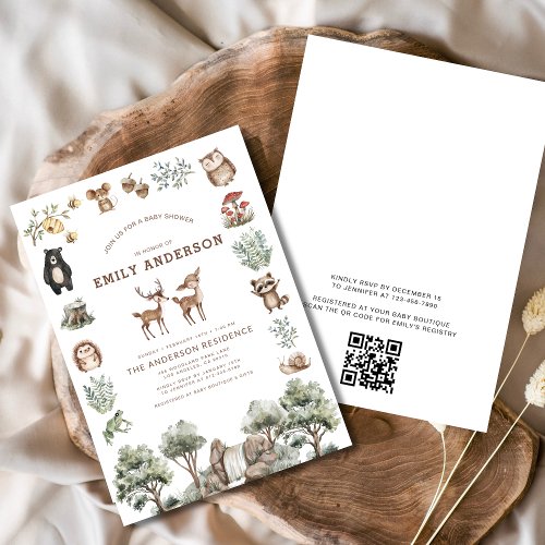 Woodland Brown baby shower invitation