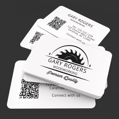 QR Code Woodworking Profession Business Card