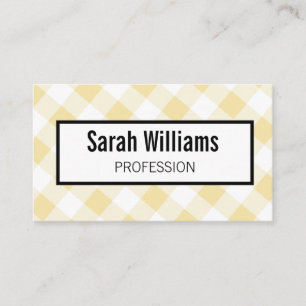 QR Code Yellow Gingham Plaid Elegant Business Card