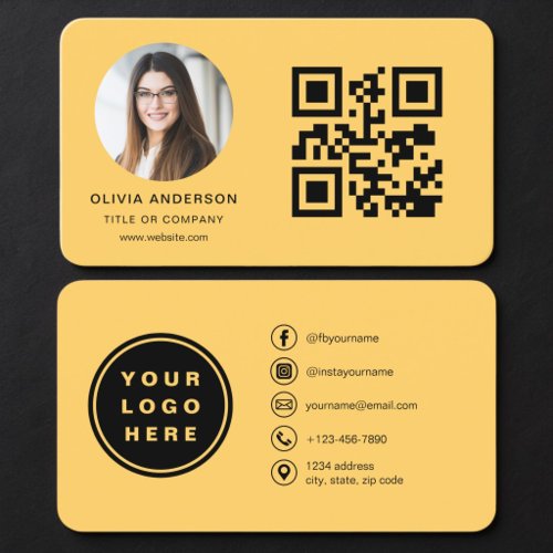 QR Code Yellow Photo Business Card