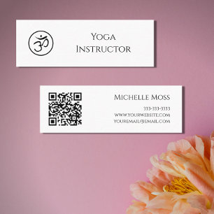 QR code Yoga Instructor Om Symbol Mini Business Card