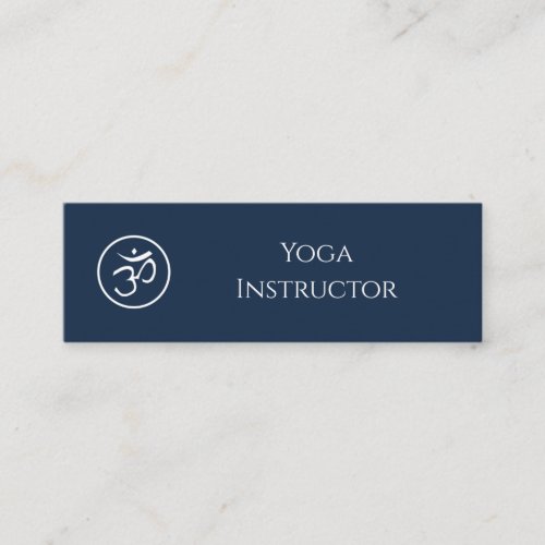 QR code Yoga Instructor Om Symbol Navy Blue Mini Business Card
