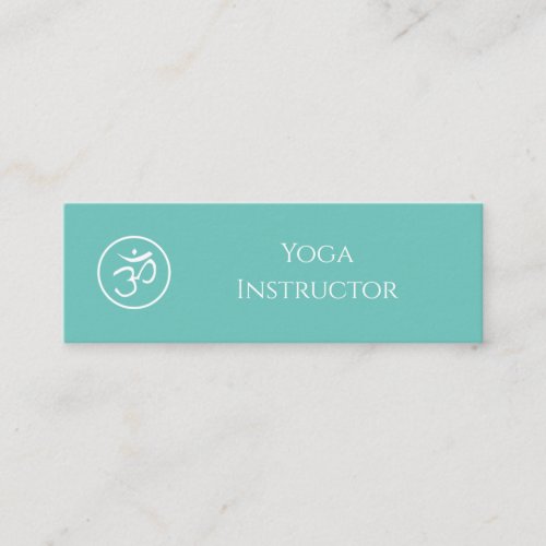 QR code Yoga Instructor Om Symbol Teal Green Mini Business Card
