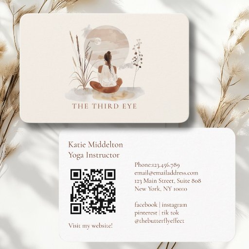 Customizable QR Code-  Yoga Reiki Wellness  Business Card