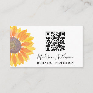 QR Code Your Business Or Profession Sunflower  Business Card
