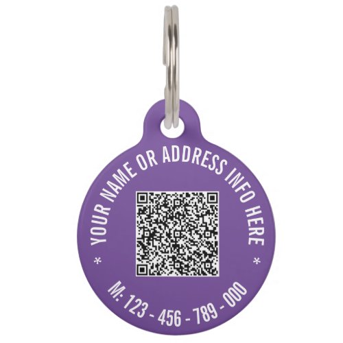 QR Code Your Info Text Custom Colors Pet ID Tag