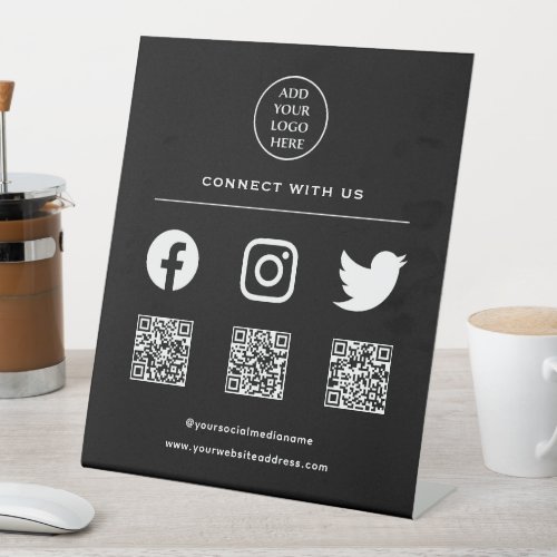 QR Code Your Logo Follow Scan Me Connect With Us Pedestal Sign