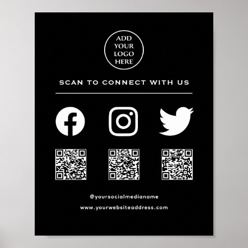 QR Code Your Logo Follow Scan Me Connect With Us Poster