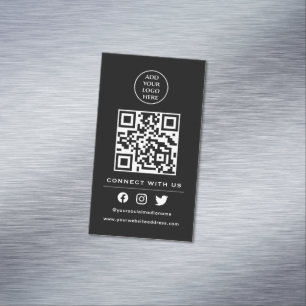 QR Code Your Logo Follow Scan To Connect With Us Business Card Magnet