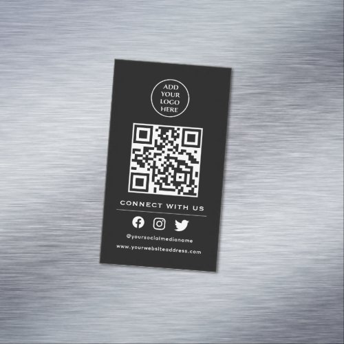 QR Code Your Logo Follow Scan To Connect With Us Business Card Magnet