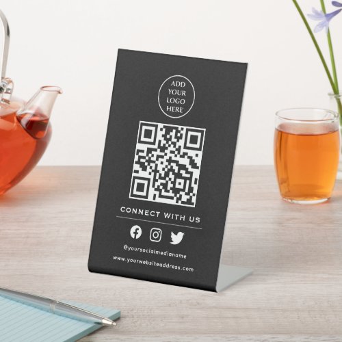 QR Code Your Logo Follow Scan To Connect With Us Pedestal Sign