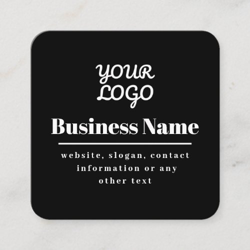 QR code  Your Logo Retro_Modern Black  White Square Business Card