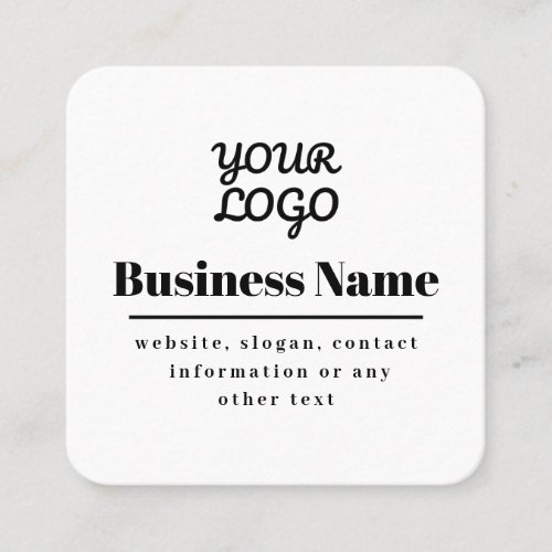 QR Code  Your Logo Retro_Modern White  Black Square Business Card