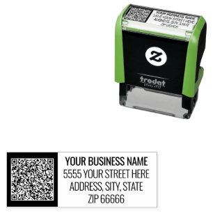 QR Code Your Name Return Address Self-inking Stamp
