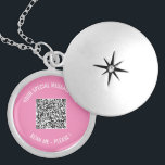 QR Code Your Special Message Surprise Gift Locket Necklace<br><div class="desc">Choose Colors and Font - Your Special QR Code Info and Custom Text Personalized Modern Gift - Add Your QR Code - Image or Logo - photo / Text - Name or other info / message - Resize and Move or Remove / Add Elements - Image / Text with Customization...</div>