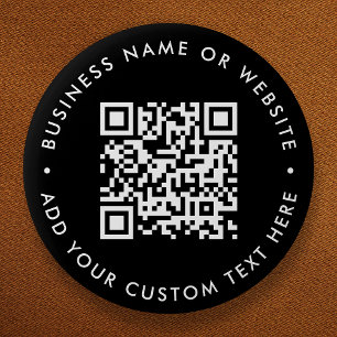 QR Code   Your Text Black Modern Minimalist Button