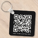 QR Code | Your Text Black Modern Minimalist Keychain<br><div class="desc">A simple custom black QR code keychain template in a modern minimalist style which can be easily updated with your QR code and custom text,  eg. scan me to...  #QRcode #keychain #business</div>