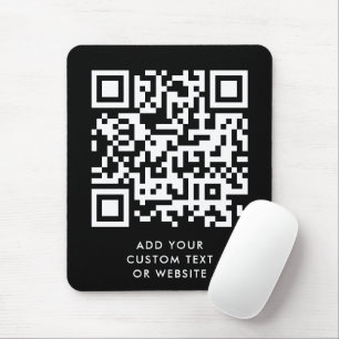 QR Code Your Text Black Modern Minimalist Mouse Pad