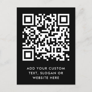 QR Code Your Text Black Modern Minimalist Simple Postcard
