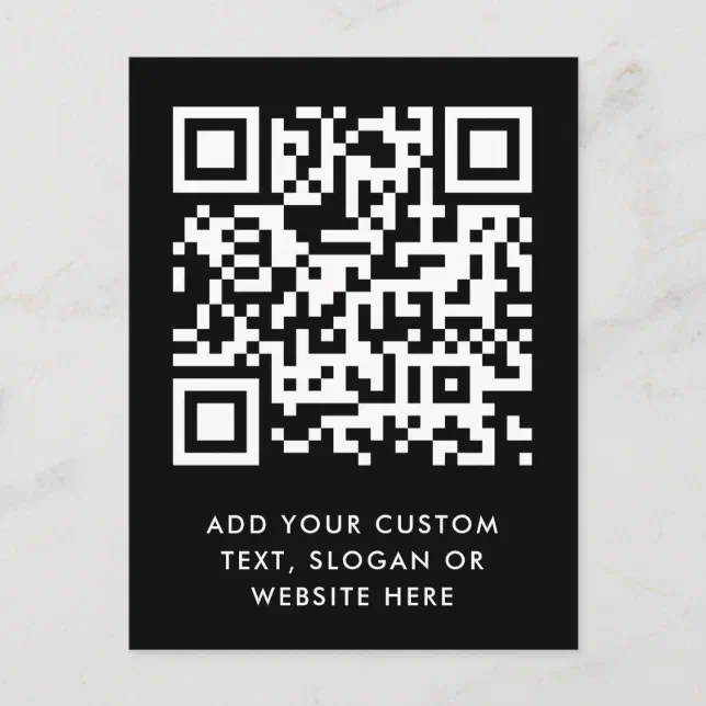 QR Code | Your Text Black Modern Minimalist Simple Postcard | Zazzle