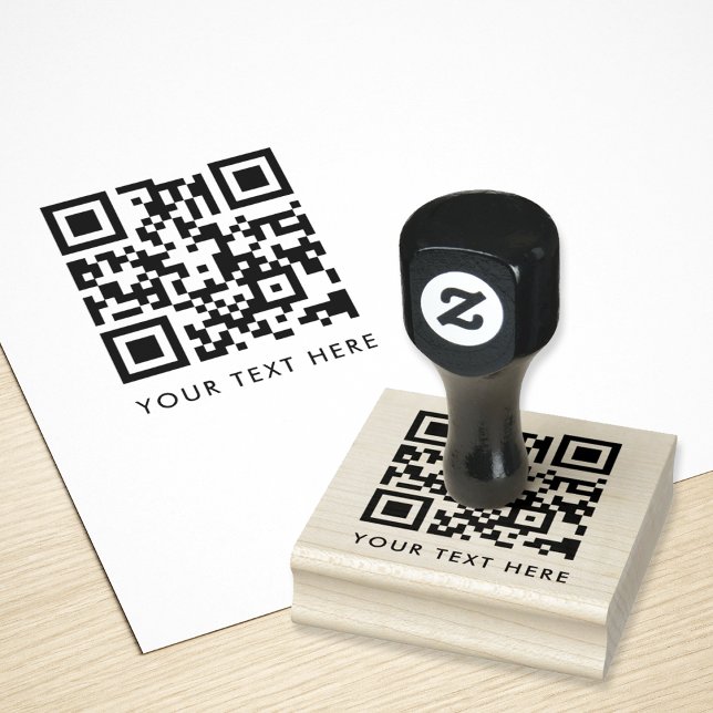 QR Code Your Text Clean Simple Modern Minimalist Rubber Stamp (Creator Uploaded)