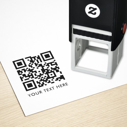 QR Code Your Text Clean Simple Modern Minimalist Self_inking Stamp