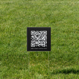 QR Code | Your Text Modern Black Square Yard Sign