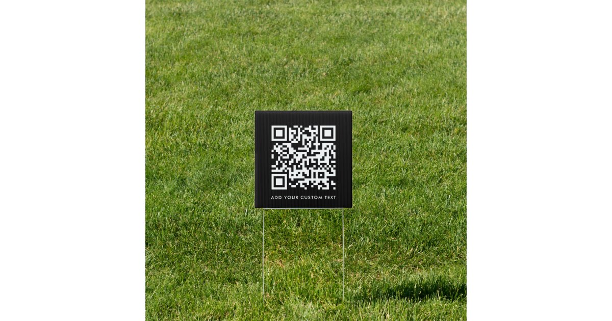 QR Code Your Text Modern Black Square Yard Sign Zazzle