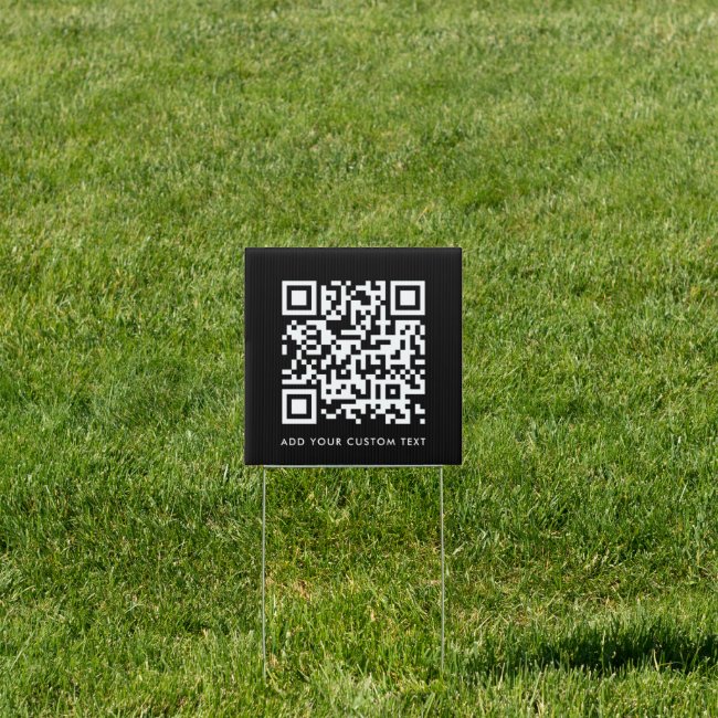 QR Code | Your Text Modern Black Square Yard Sign