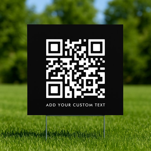 QR Code | Your Text Modern Black Square Yard Sign (Creator Uploaded)