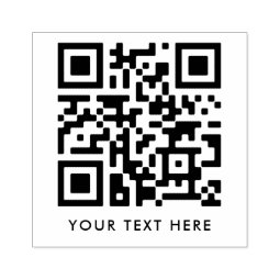 QR Code | Your Text Modern Minimalist Clean Simple Rubber Stamp | Zazzle