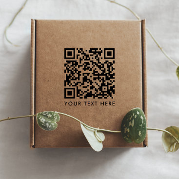 QR Code | Your Text Modern Minimalist Clean Simple Rubber Stamp
