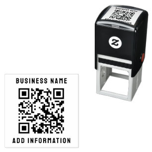 QR Code Your Text Modern Minimalist Clean Simple Self-inking Stamp