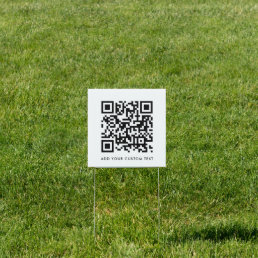 QR Code | Your Text Modern Minimalist Simple White Sign
