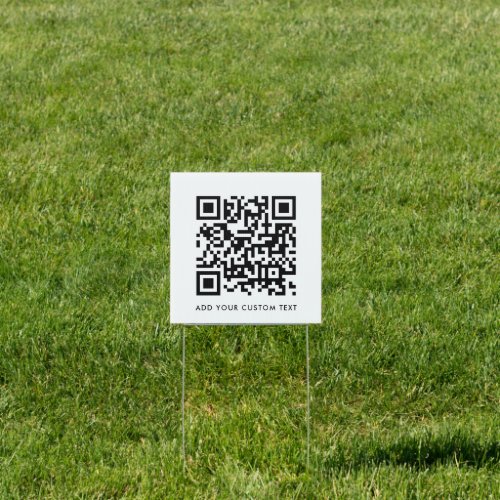 QR Code  Your Text Modern Minimalist Simple White Sign