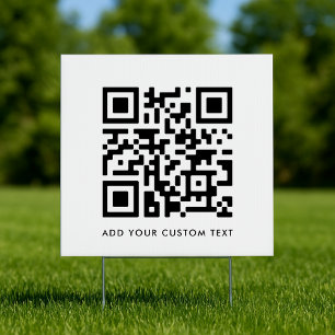 QR Code   Your Text Modern Minimalist Simple White Sign