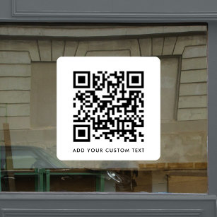 QR Code   Your Text Modern Minimalist Simple White Window Cling