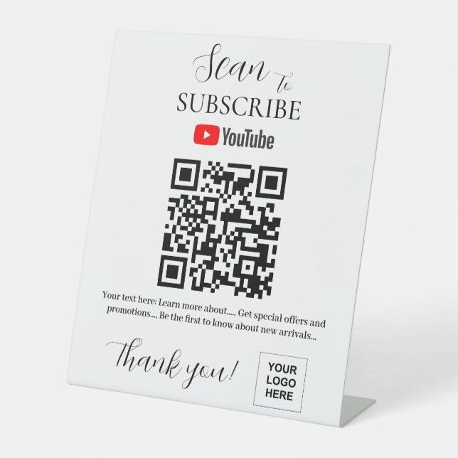 QR code Youtube Subscribe Pedestal Sign (Front)