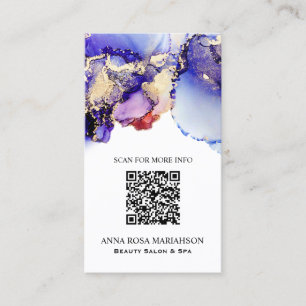 *~* QR CODE Yummy Violet Blue Gold Gilded AP29 Business Card